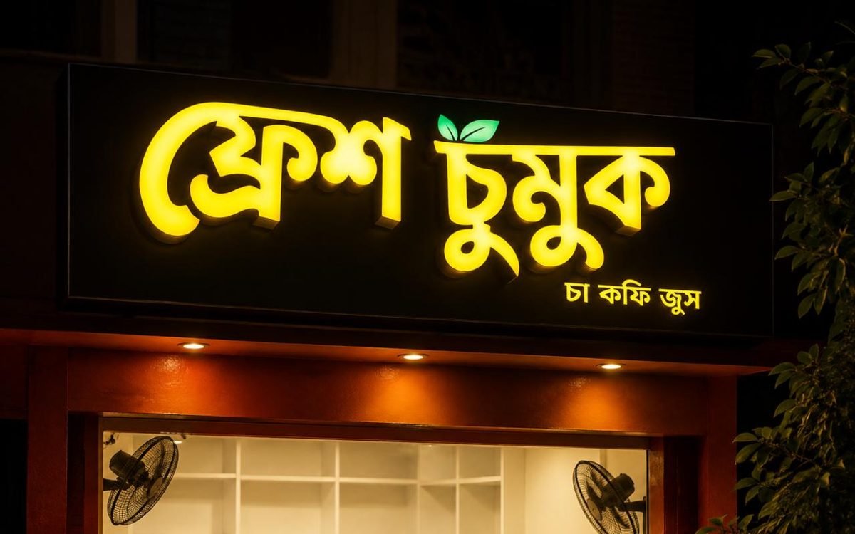 ফ্রেশ চুমুক - LED লেটার সাইন, চা কফি জুস শপ
